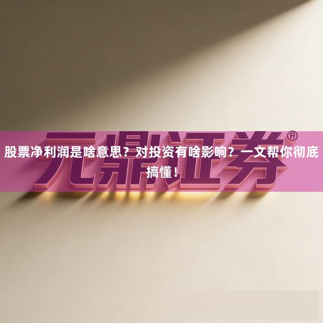 股票净利润是啥意思？对投资有啥影响？一文帮你彻底搞懂！