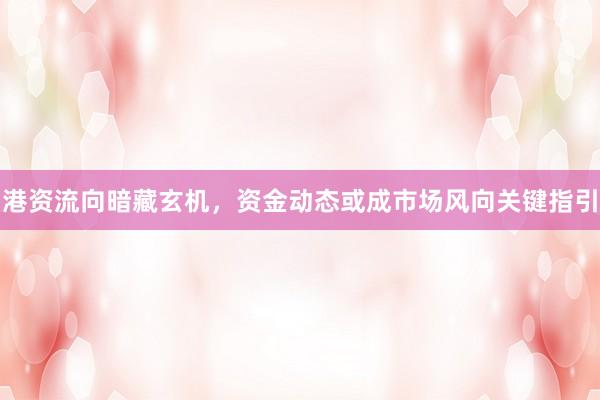 港资流向暗藏玄机，资金动态或成市场风向关键指引