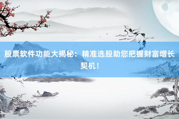 股票软件功能大揭秘：精准选股助您把握财富增长契机！