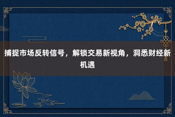 捕捉市场反转信号，解锁交易新视角，洞悉财经新机遇