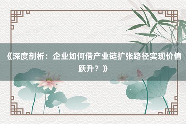 《深度剖析：企业如何借产业链扩张路径实现价值跃升？》